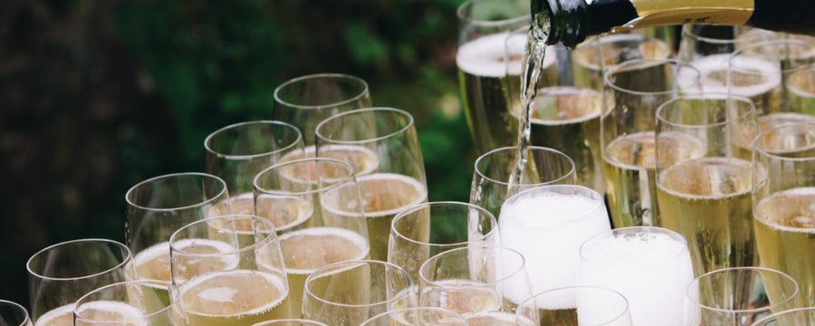Champagneglazen met bubbels