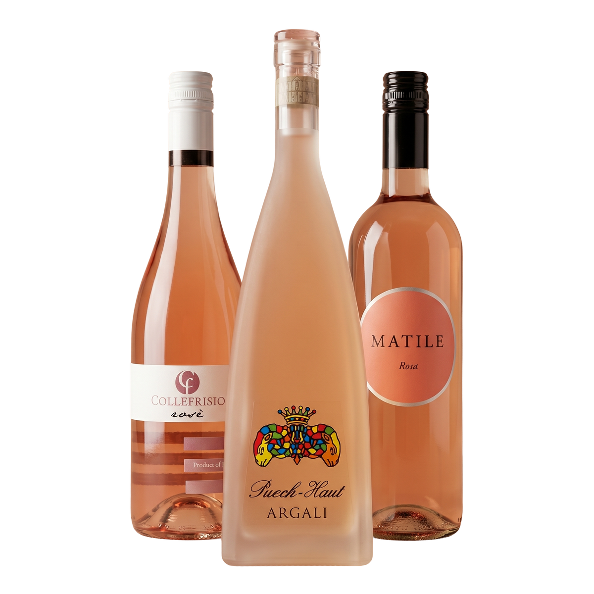 Oranje - drie flessen rose