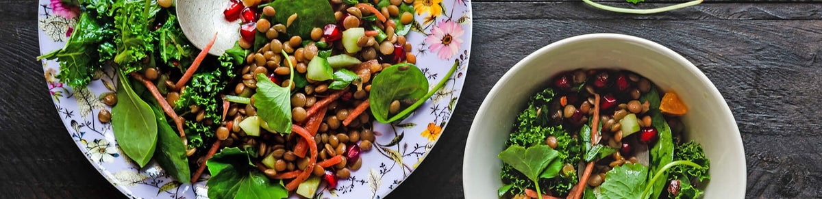 Linzensalade met sjalot, radijs en croutons